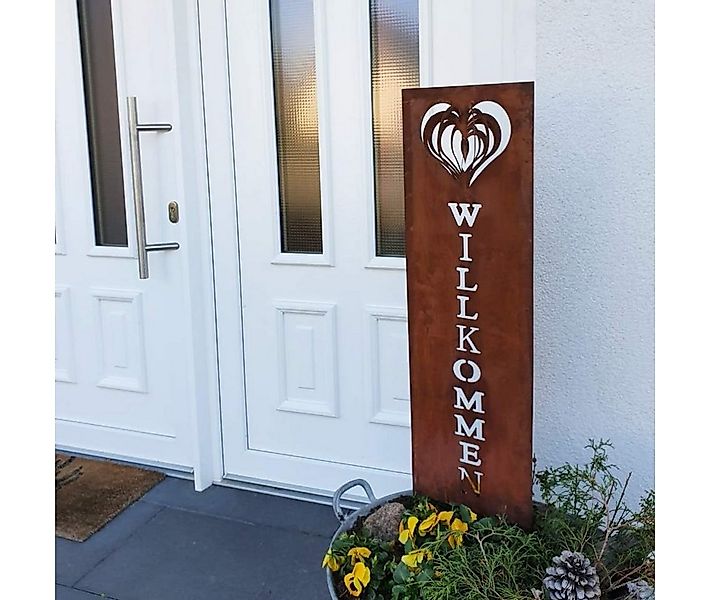 K&L Wall Art Gartenstecker Edelrost Gartenschild Willkommen Metallschild Ro günstig online kaufen