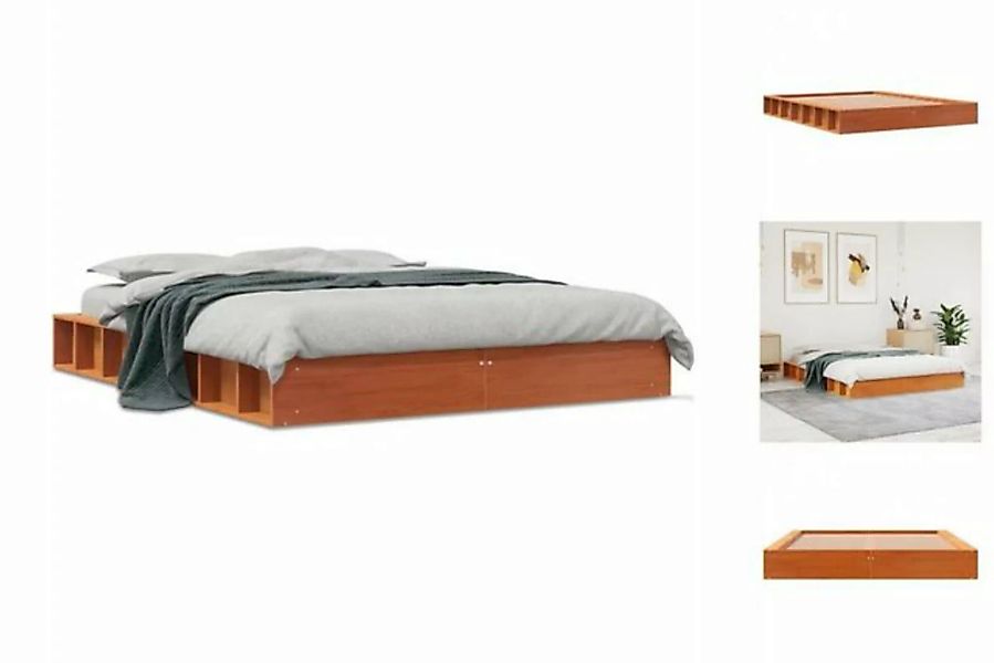 vidaXL Bettgestell Massivholzbett Wachsbraun 140x200 cm Kiefer Bett Bettges günstig online kaufen
