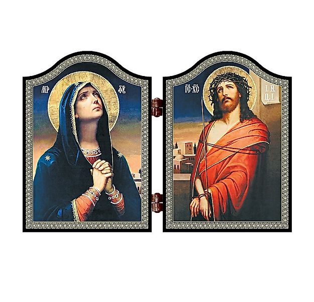 NKlaus Holzbild 1402 Deva Maria & Jesus Holz Diptychon Skorbjashha, Triptyc günstig online kaufen