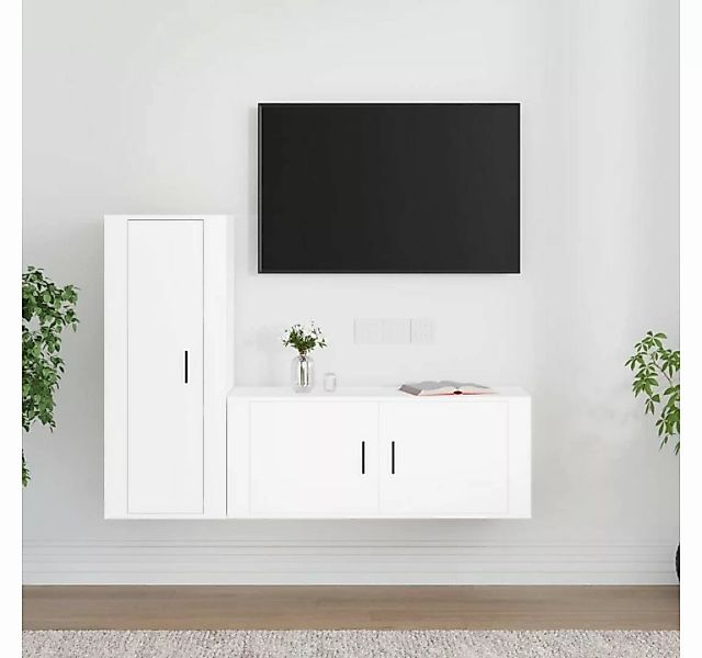 furnicato TV-Schrank 2-tlg. TV-Schrank-Set Weiß Holzwerkstoff günstig online kaufen