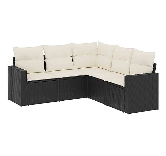 vidaXL Sofaelement 5-tlg. Garten-Sofagarnitur mit Kissen Schwarz Poly Ratta günstig online kaufen