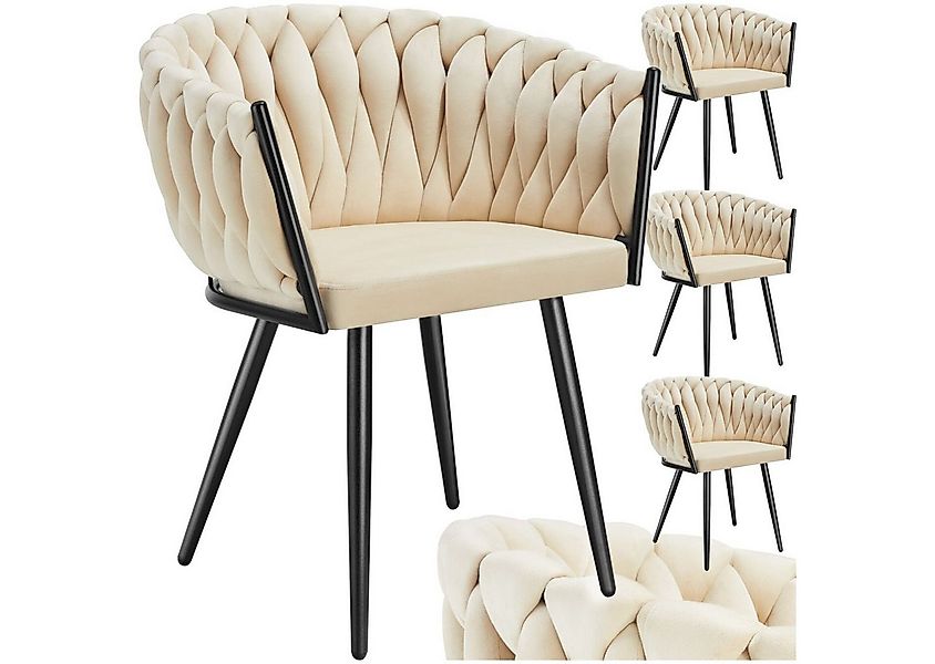 tectake Esszimmerstuhl Küchenstuhl Astano, Belastbarkeit 120 kg, Sand (Set, günstig online kaufen