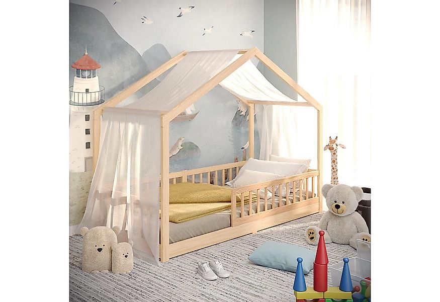 CADANI Kinderbett Malte Bodenbett Hausbett (Rausfallschutz abnehmbar), Bode günstig online kaufen
