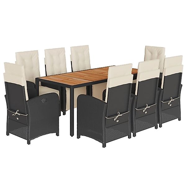 vidaXL 9-Tlg Garten-Essgruppe mit Kissen Schwarz Poly Rattan 3212473 günstig online kaufen