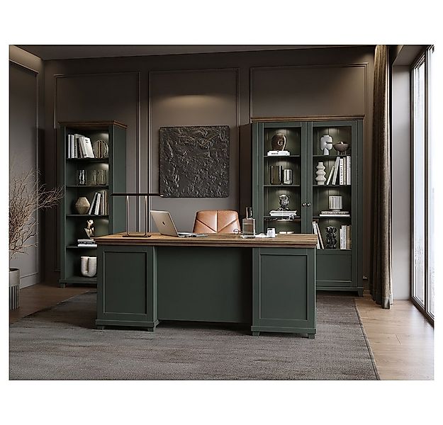 Lomadox Büromöbel-Set EPSOM-83, (Spar-Set, 3-tlg., Schreibtisch Vitrine Akt günstig online kaufen