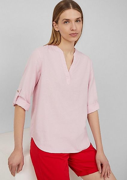s.Oliver Kurzarmbluse Bluse Leinenmix-Bluse mit Turn-up günstig online kaufen