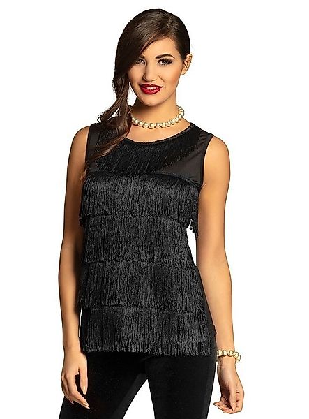 Boland Kostüm Flapper Top schwarz, Ärmelloses Oberteil im Stile eines Frans günstig online kaufen