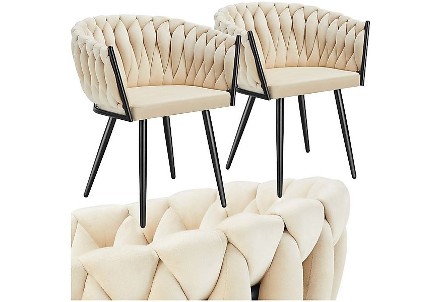 tectake Esszimmerstuhl Küchenstuhl Astano, Belastbarkeit 120 kg, Sand (Set, günstig online kaufen