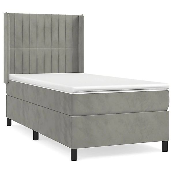 vidaXL Boxspringbett mit Matratze Hellgrau 90x200 cm Samt1357156 günstig online kaufen