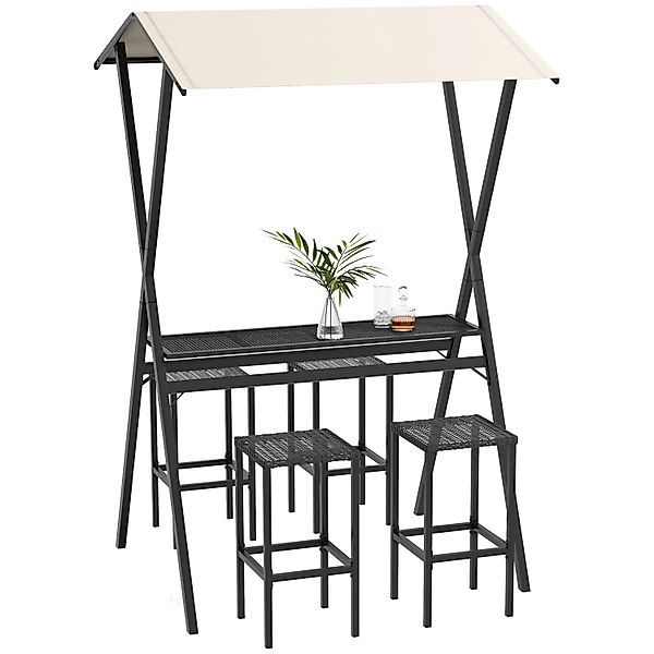 Outsunny Gartenbar-Set Rattan mit 4 Barhockern günstig online kaufen