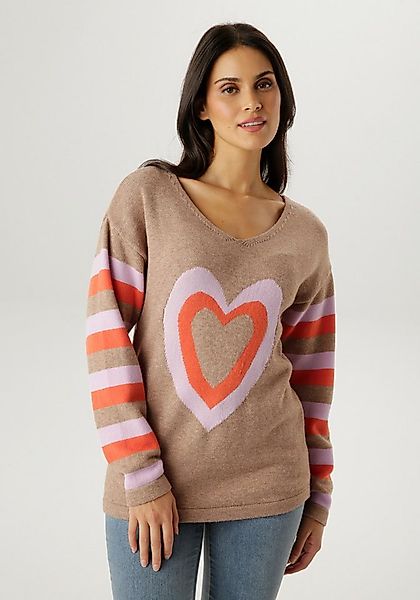 Aniston SELECTED Strickpullover mit eingestrickten Herzen - NEUE KOLLEKTION günstig online kaufen