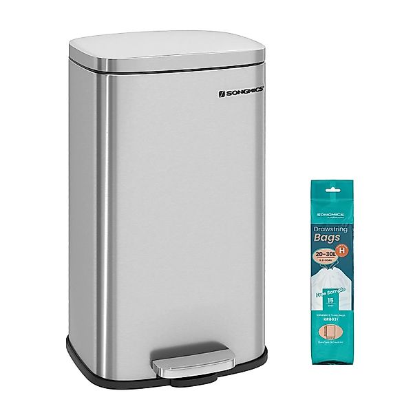 Songmics Mülleimer Plushic mit Fußpedal 30, Silber günstig online kaufen