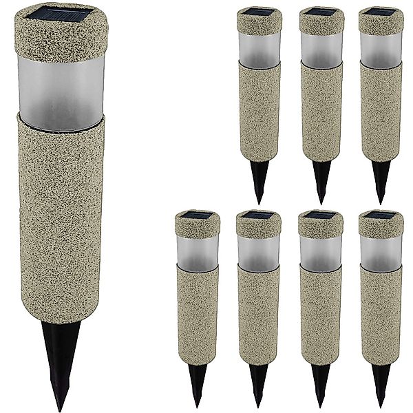 LED Solarlampe 8er-Set Beige-Grau Steinoptik günstig online kaufen