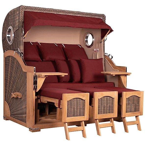Strandkorb Rantum Grande XXL Teak Bullauge PE grey Dessin 550 günstig online kaufen
