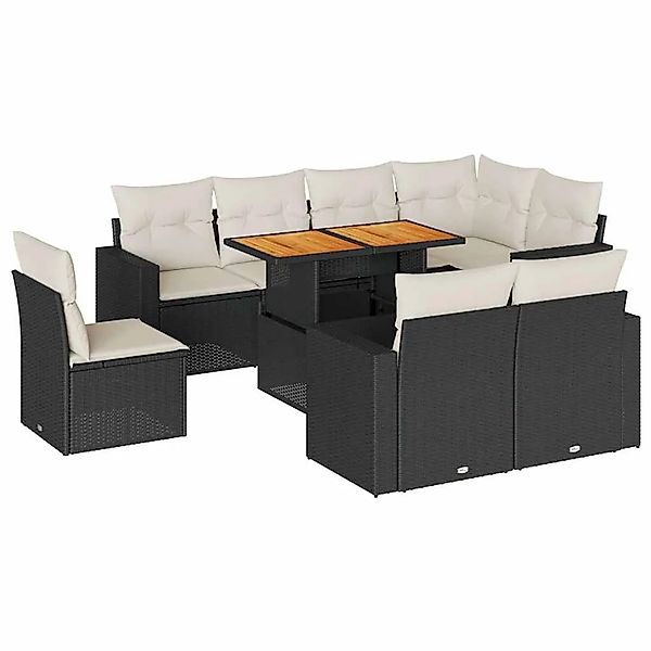 vidaXL 9-Tlg Garten-Sofagarnitur mit Kissen Schwarz Poly Rattan 3327052 günstig online kaufen