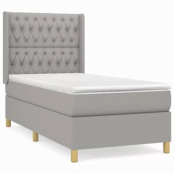 furnicato Bett Boxspringbett mit Matratze Hellgrau 90x200 cm Stoff (1-tlg) günstig online kaufen