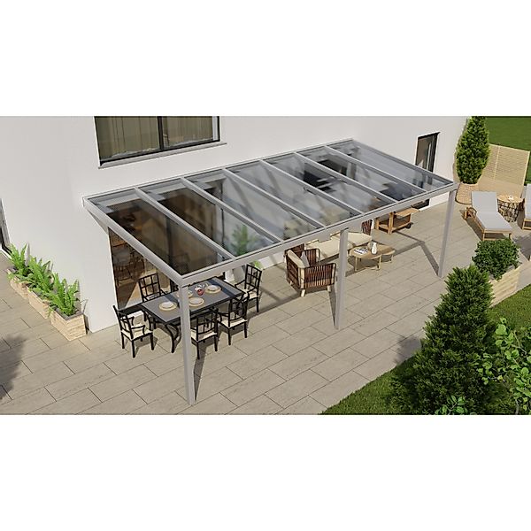 Terrassenüberdachung Professional 700 cm x 350 cm Grau Struktur PC Klar günstig online kaufen