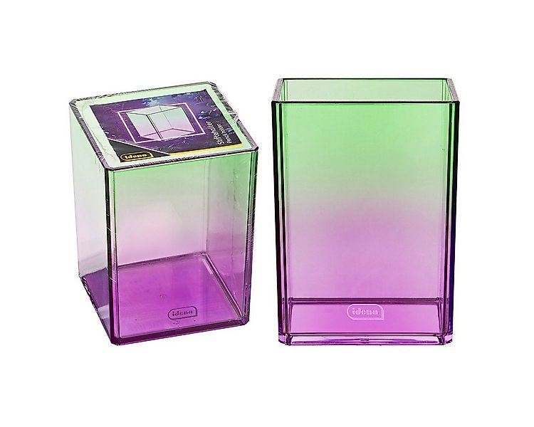 Idena Aufbewahrungsbox Idena Stiftehalter Bicolor Acryl pink/grün 75x75x101 günstig online kaufen
