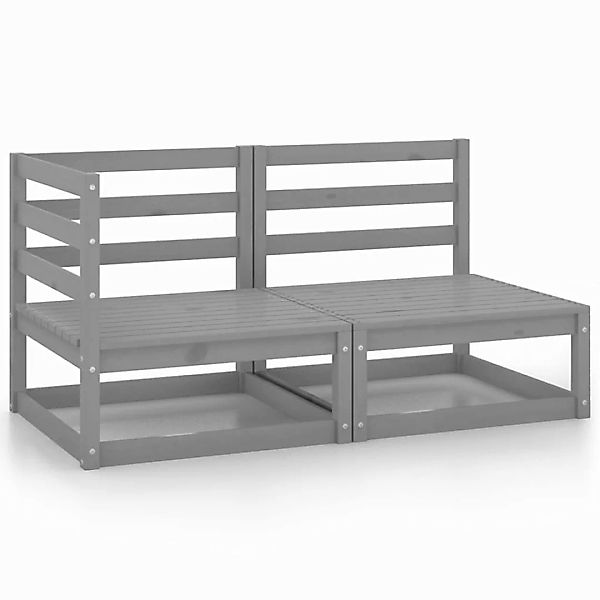 2-tlg. Garten-lounge-set Grau Kiefer Massivholz günstig online kaufen