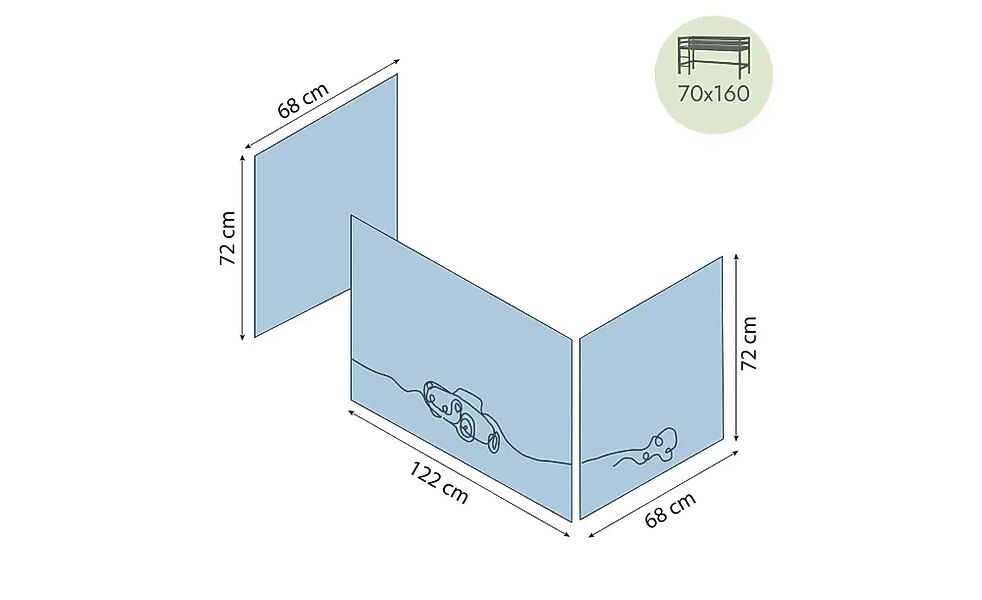 Hoppekids Vorhang für Spielbett 70x160  Cars ¦ blau ¦ Maße (cm): B: 300 H: günstig online kaufen