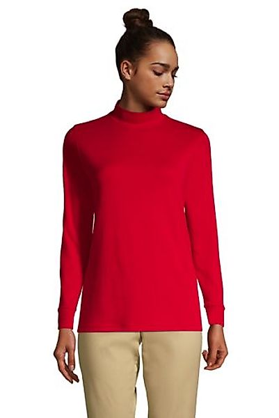 Stehkragen-Shirt in Petite-Größe, Damen, Größe: M Petite, Rot, Baumwolle, b günstig online kaufen