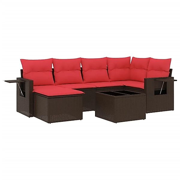 vidaXL 7-Tlg Gartensofa-Set mit Kissen Braun Polyrattan 3220473 günstig online kaufen