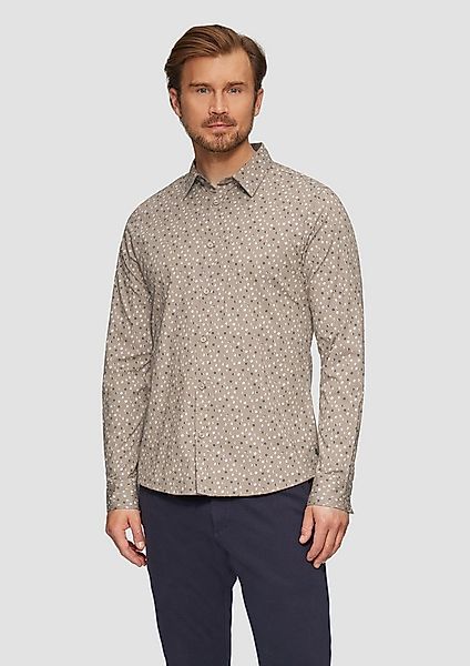 s.Oliver Langarmhemd Hemd Slim Fit: Gemustertes Popeline-Hemd mit Kentkrage günstig online kaufen