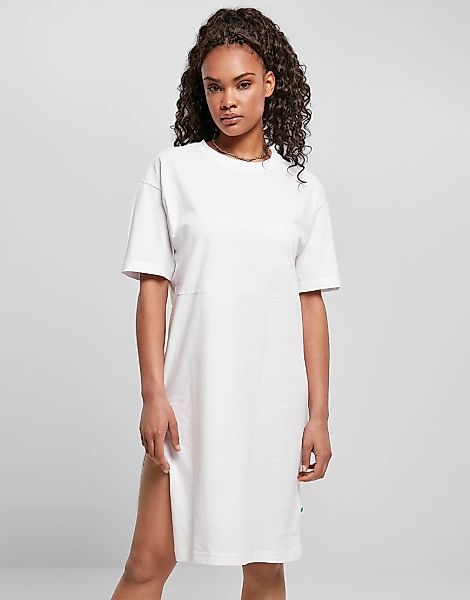 Urban Classics – T-Shirtkleid aus Bio-Baumwolle in Weiß mit Schlitz günstig online kaufen