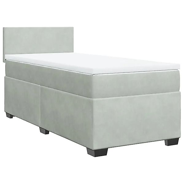 vidaXL Boxspringbett mit Matratze Hellgrau 100x200 cm Samt 3288528 günstig online kaufen