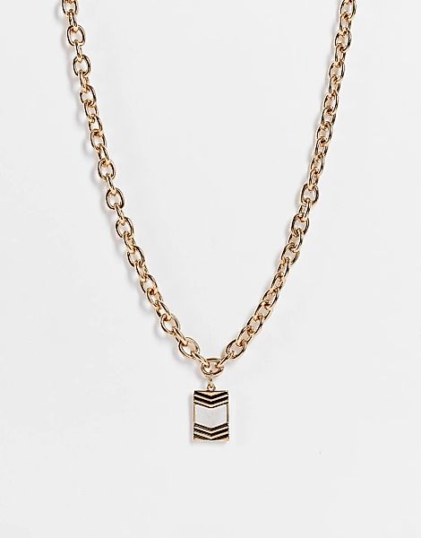 Icon Brand – Breite Halskette in Gold mit Anhänger aus verschiedenen Metall günstig online kaufen