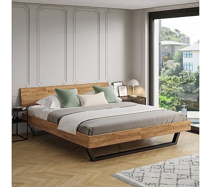 skølm Massivholzbett Alver, natur geölt mit Metallkufen, verfügbar in 120/1 günstig online kaufen