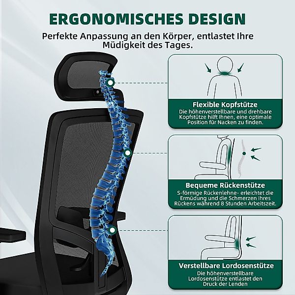 Adormii Bürostuhl Ergonomischer Bürostuhl, Schreibtischstuhl Chefsessel günstig online kaufen