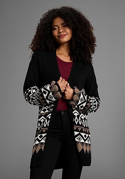 KangaROOS Longstrickjacke in offener Form im Norweger Muster günstig online kaufen