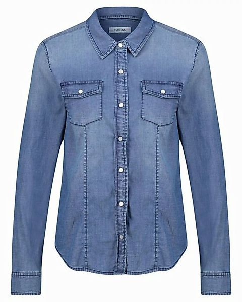 Guess Jeansbluse Damen Jeanshemd mit Lyocell günstig online kaufen