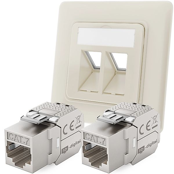 hb-digital Netzwerkdose Unterputz Einsatz 2 Port mit 2x Keystone Modul CAT günstig online kaufen