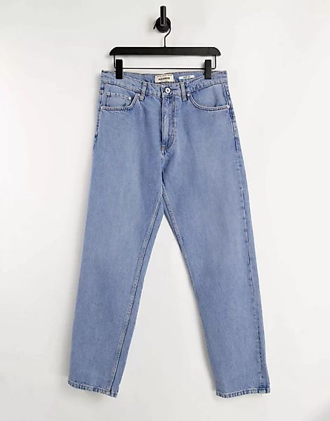 Pull&Bear – Jeans mit weitem Bein in verwaschenem Mittelblau günstig online kaufen