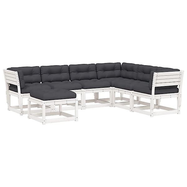 vidaXL 7-Tlg Garten-Lounge-Set mit Kissen Weiß Massivholz Kiefer 3216936 günstig online kaufen