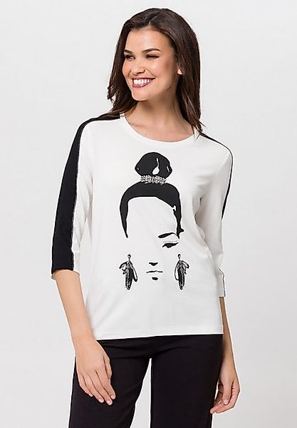 TUZZI Langarmshirt mit Frontmotiv und Glitzersteinen günstig online kaufen