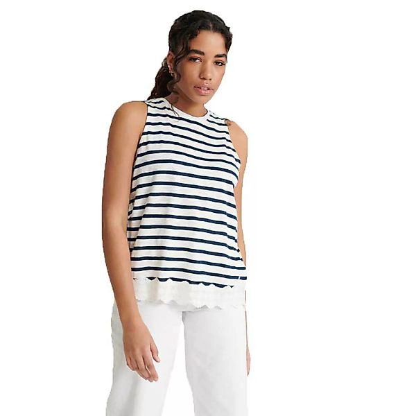 Superdry Lace Mix Ärmelloses T-shirt S Navy Stripe günstig online kaufen