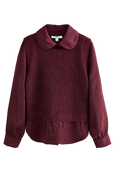 Next Strickpullover Strick-Tanktop mit Satin-Hemdlage (1-tlg) günstig online kaufen