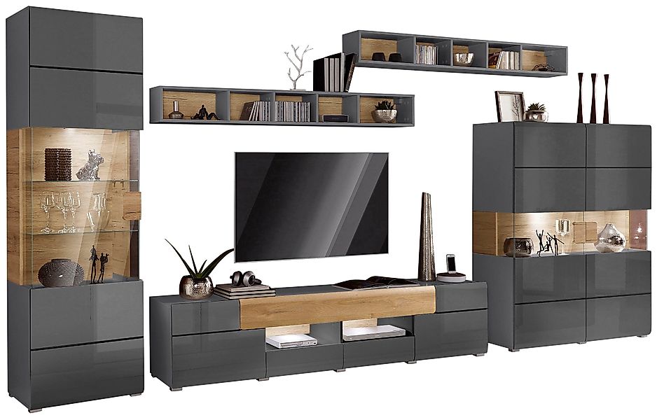 INOSIGN Wohnwand "Toledo,Breite 391cm stilvolle Mediawand ohne Beleuchtung" günstig online kaufen