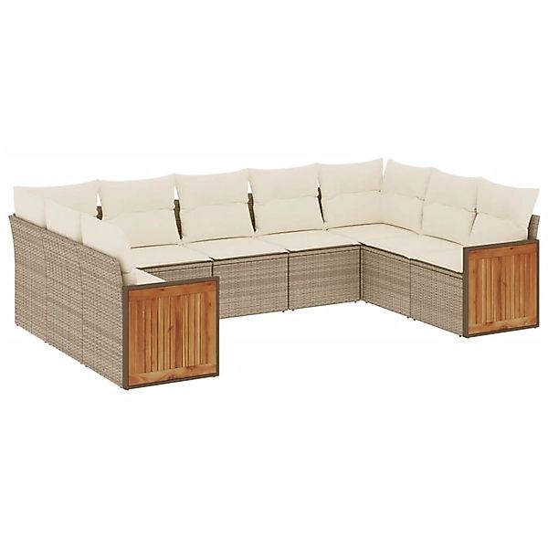vidaXL 9-Tlg Garten-Sofagarnitur mit Kissen Grau Poly Rattan 3227957 günstig online kaufen