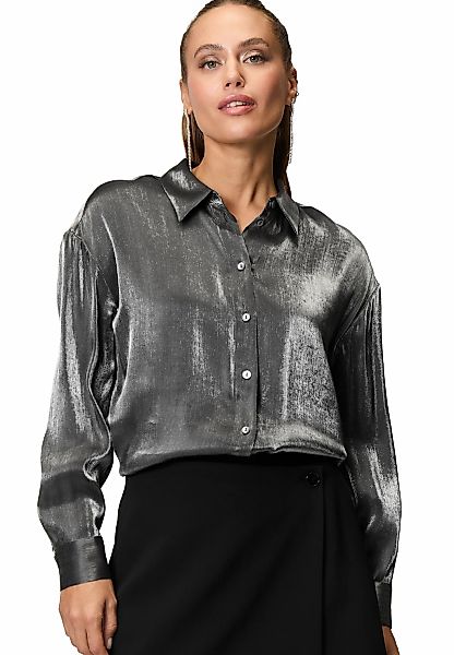 Zero Klassische Bluse "Damen Bluse glänzend mit Knopfleiste" günstig online kaufen