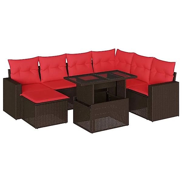 vidaXL 8-Tlg Gartensofa-Set mit Kissen Braun Polyrattan 3267444 günstig online kaufen