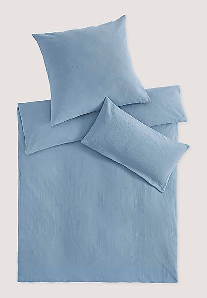hessnatur Musselin Bettwäsche-Set aus Bio-Baumwolle - blau - Größe 155x220 günstig online kaufen