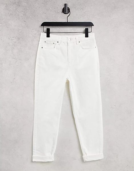 Topshop – Hochwertige, schmal zulaufende Mom-Jeans in Weiß günstig online kaufen