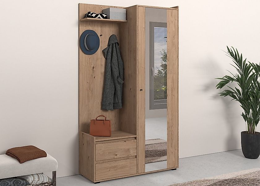 OTTO home Garderobenschrank Kosmo mit Spiegel Maße 118 x 30 cm, Höhe 190 cm günstig online kaufen