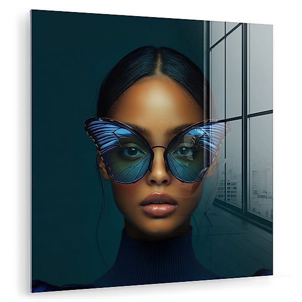 MuchoWow Acrylglasbild Frau - Schmetterling - günstig online kaufen