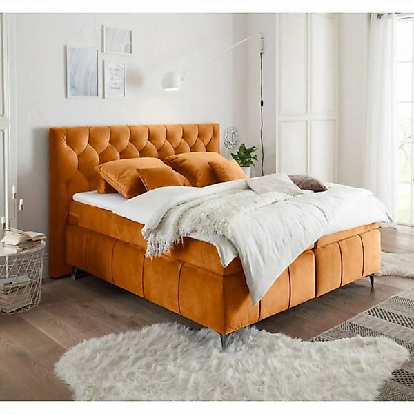 Boxspringbett 180x200 cm PETARE-09 in der modernen Farbe Amber und Härtegra günstig online kaufen