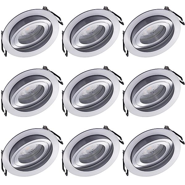 Oktaplex 9er Set Einbauleuchte Aluminium Lyon Schwenkbar Stufenlos Dimmbar günstig online kaufen